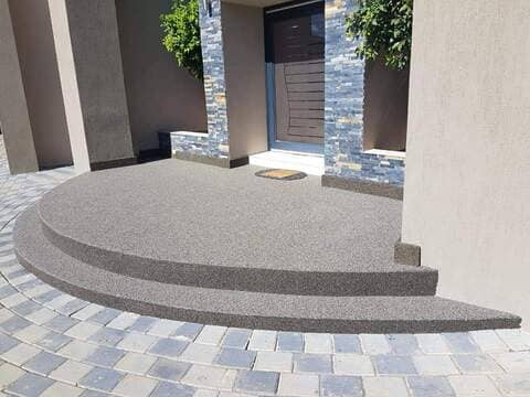 pebble paving steps